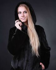 Норковый полушубок(шуба) с капюшоном,  канадсий мех